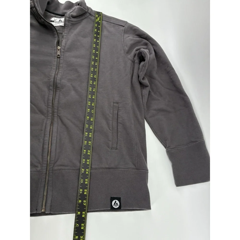 American Giant Jacket Mens L‎ Gray Moto Bomber Sweatshirt Full Zip USA Made